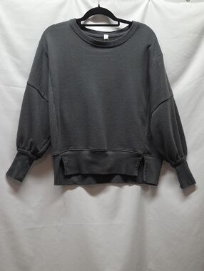 Zella Green Cropped Sweatshirt Batwing Sleeves Waistband Cutouts M